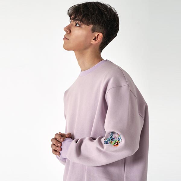 1215 디자이너스,Embroidered sweat shirt_Light purple 소매 자수 맨투맨_라이트 퍼플
