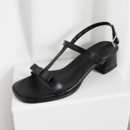 Ribbon Minimal Line Sandals - Black