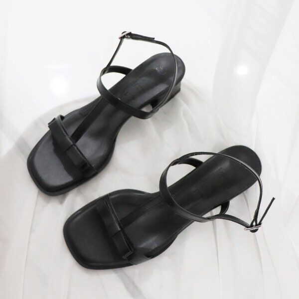 1215 디자이너스,Ribbon Minimal Line Sandals - Black