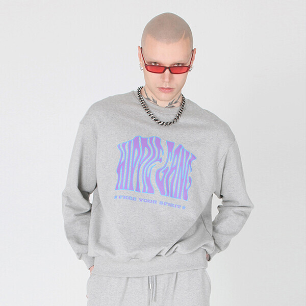 1215 디자이너스,Hippie Gang Sweatshirts Melange Grey