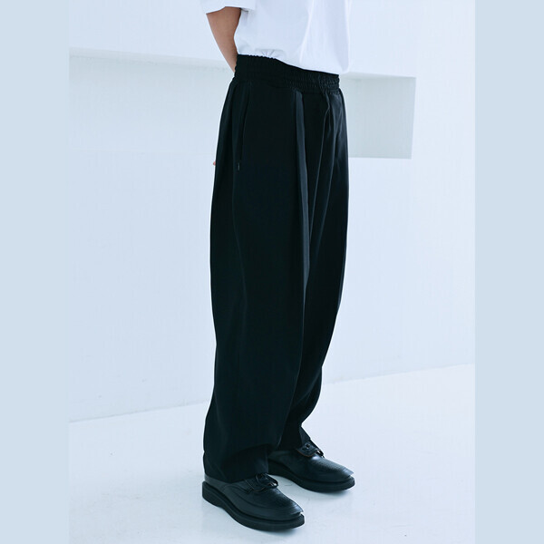 1215 디자이너스,Boxer curve tuck pants (black)