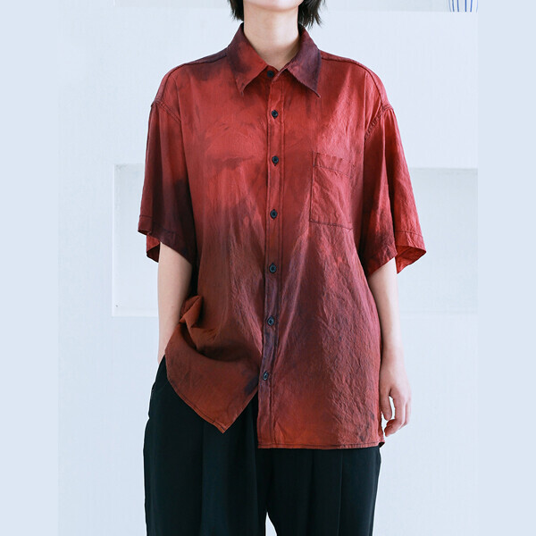 1215 디자이너스,Linen dyeing half sleeve Shirt