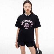 [데일리미러](women)레터링 로고 티셔츠_블랙